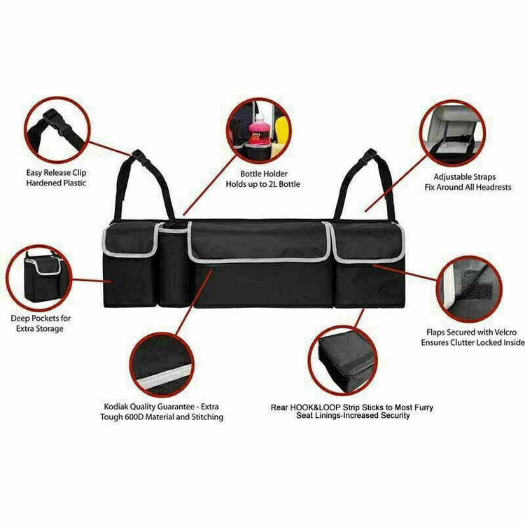 Large Car Boot Organiser Back Seat Hanger Tidy Storage Bag Pocket Hanging Pouch - Get Me Products
