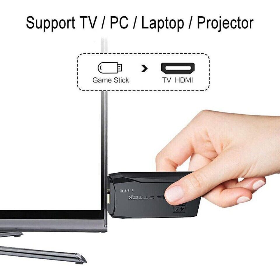 4K HDMI Retro Game Stick Console Plug Play 20000- Games 2 Wireless Controllers - Get Me Products