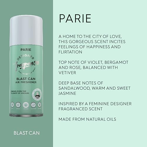 Designer Fragrances Fleur Blast Can – Air Freshener & Sanitiser, Use in the Car, At Home, On Furniture, On Shoes – Dry Mist Quick Release Spray – Spray Once to Deodorize & Neutralise Smells – 400ml - Get Me Products