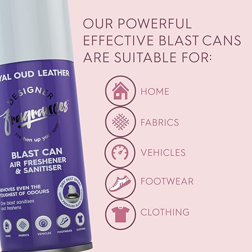 Designer Fragrances Fleur Blast Can – Air Freshener & Sanitiser, Use in the Car, At Home, On Furniture, On Shoes – Dry Mist Quick Release Spray – Spray Once to Deodorize & Neutralise Smells – 400ml - Get Me Products