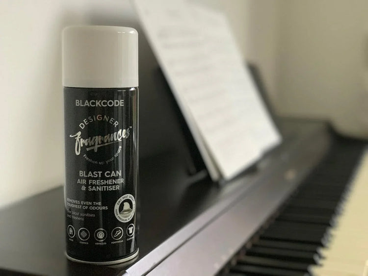 Designer Fragrances 4 Pack Blackcode Air Freshener Blast Cans - For Home & Vehicles – Natural Oils, Luxury Lasting Smell, Dry Mist Quick Release Spray – Deodorise & Neutralise Odours – 300ml - Get Me Products