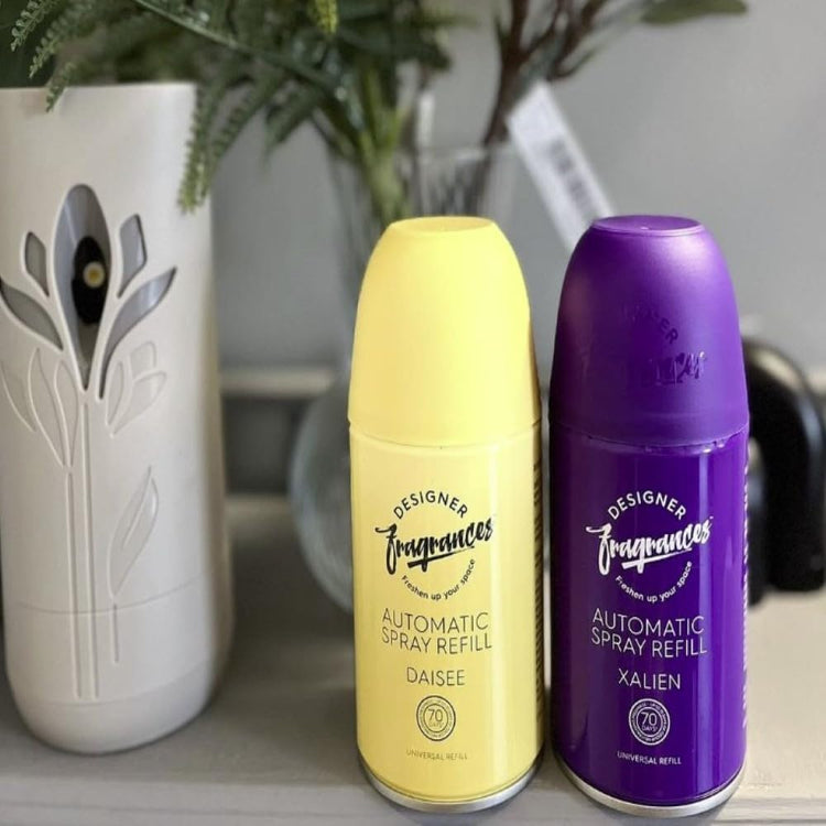 Designer Fragrances 6 Pack Daisee Automatic Room Spray Universal Refill Air Freshener Cans - For Home & Vehicles – Upto 70 Days of Luxury Lasting Smell - Deodorise & Neutralise Odours – 250ml - Get Me Products