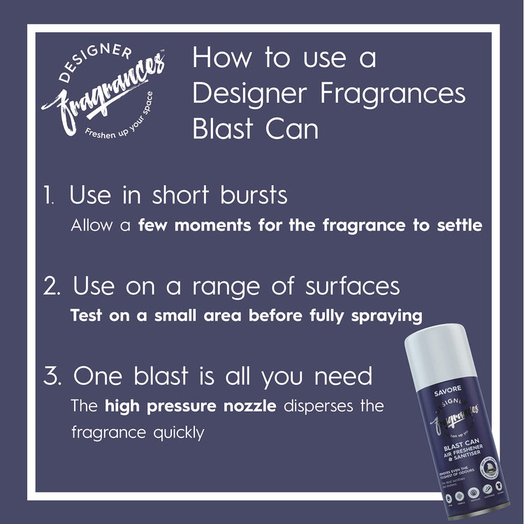 Designer Fragrances Fleur Blast Can – Air Freshener & Sanitiser, Use in the Car, At Home, On Furniture, On Shoes – Dry Mist Quick Release Spray – Spray Once to Deodorize & Neutralise Smells – 400ml - Get Me Products