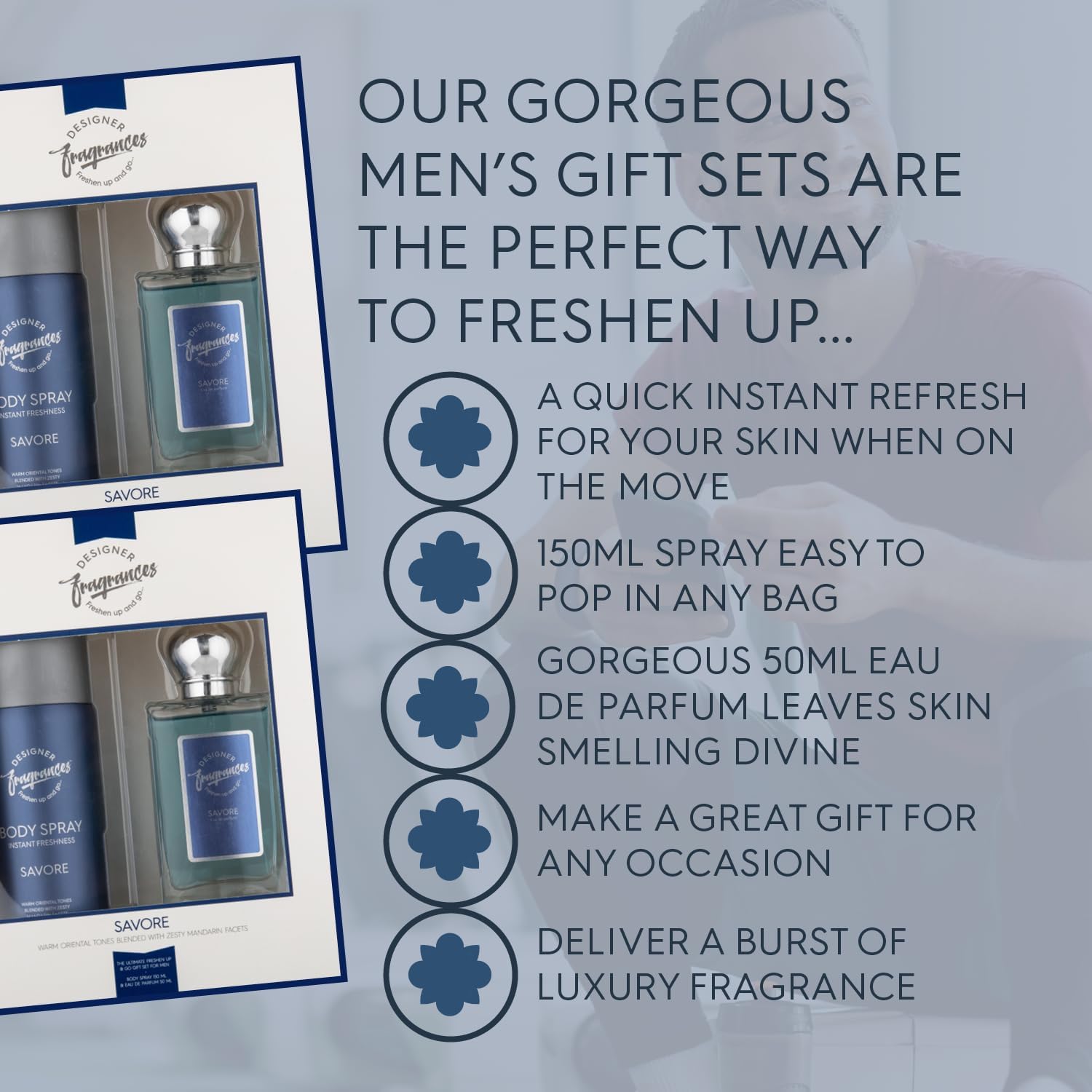 Designer Fragrances Ventus Male Twin Gift Set - Includes 2 x 150ml Body Spray Deodorant Cans, 2 x 50 ml Men’s Eau De Parfum Aftershave Sprays - For Instant Freshness on The Go - Long Lasting Smells - Get Me Products