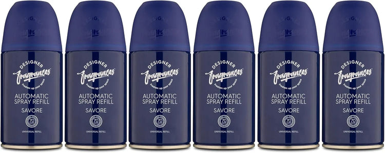 Designer Fragrances 6 Pack Daisee Automatic Room Spray Universal Refill Air Freshener Cans - For Home & Vehicles – Upto 70 Days of Luxury Lasting Smell - Deodorise & Neutralise Odours – 250ml - Get Me Products