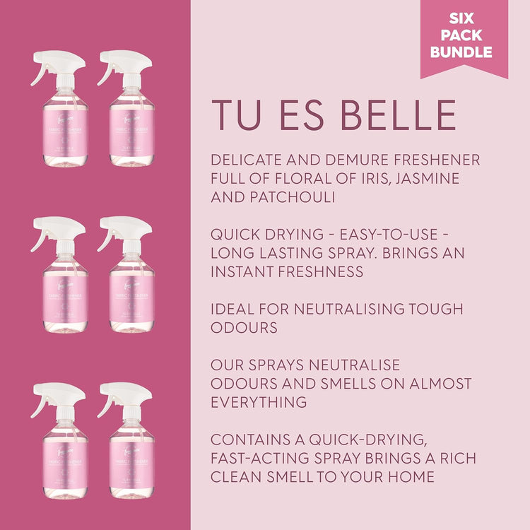 Designer Fragrances 6 Pack Daisee & Tu Est Belle Fabric Freshener - Fragranced Light Mist Fresheners All Household Fabrics Leaving Fresh Smelling & Breezy For Days – 500ml - Get Me Products