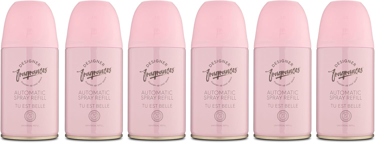 Designer Fragrances 6 Pack Daisee Automatic Room Spray Universal Refill Air Freshener Cans - For Home & Vehicles – Upto 70 Days of Luxury Lasting Smell - Deodorise & Neutralise Odours – 250ml - Get Me Products
