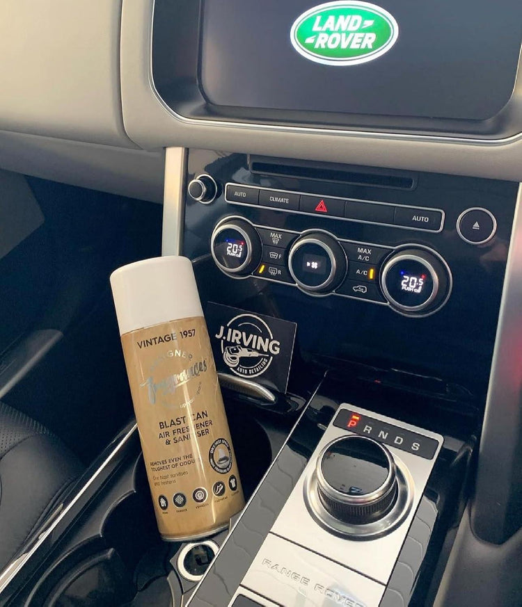 Designer Fragrances 4 Pack Vintage 1957 Air Freshener Blast Cans - For Home & Vehicles – Natural Oils, Luxury Lasting Smell, Dry Mist Quick Release Spray – Deodorise & Neutralise Odours – 400ml - Get Me Products
