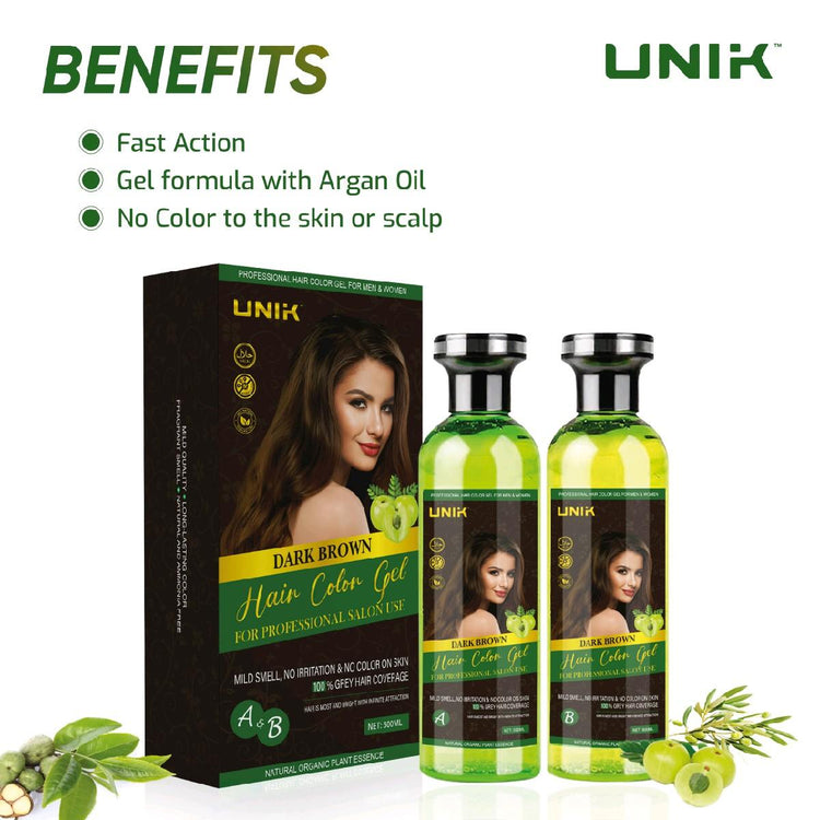 Unik Professional Hair Color Gel 500ml Natural Black with Argan Oil - Fast Action Beard Dye - No Ammonia, No Harsh Chemicals - Haircare, Conditioner - Get Me Products