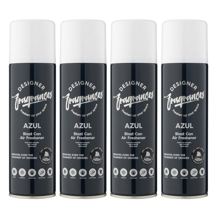 Designer Fragrances 4 Pack Daisee Air Freshener Blast Cans - For Home & Vehicles – Natural Oils, Luxury Lasting Smell, Dry Mist Quick Release Spray – Deodorise & Neutralise Odours – 300ml - Get Me Products