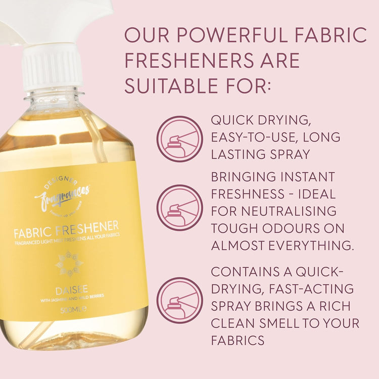 Designer Fragrances 6 Pack Daisee & Tu Est Belle Fabric Freshener - Fragranced Light Mist Fresheners All Household Fabrics Leaving Fresh Smelling & Breezy For Days – 500ml - Get Me Products