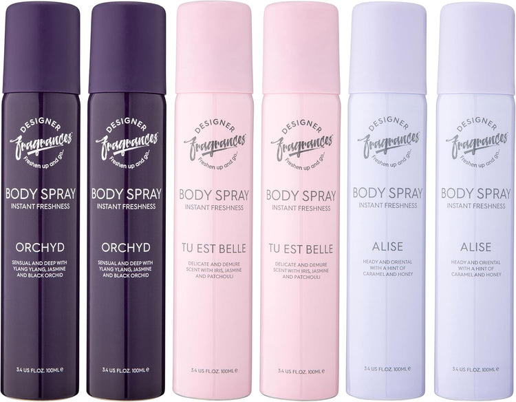 Designer Fragrances 6 Pack Assorted Aromas Bundle - Tu Est Belle, Orchyd, Alise - Women&