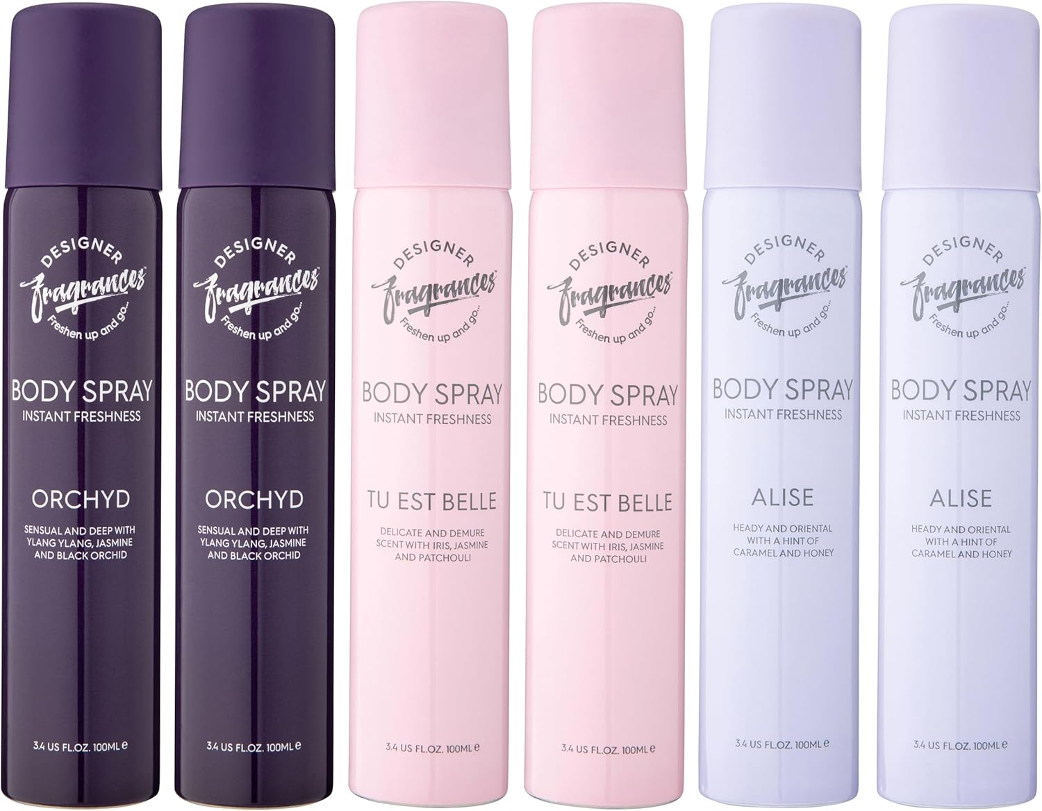 Designer Fragrances 6 Pack Assorted Aromas Bundle - Tu Est Belle, Daisy, Black Poppy - Women&