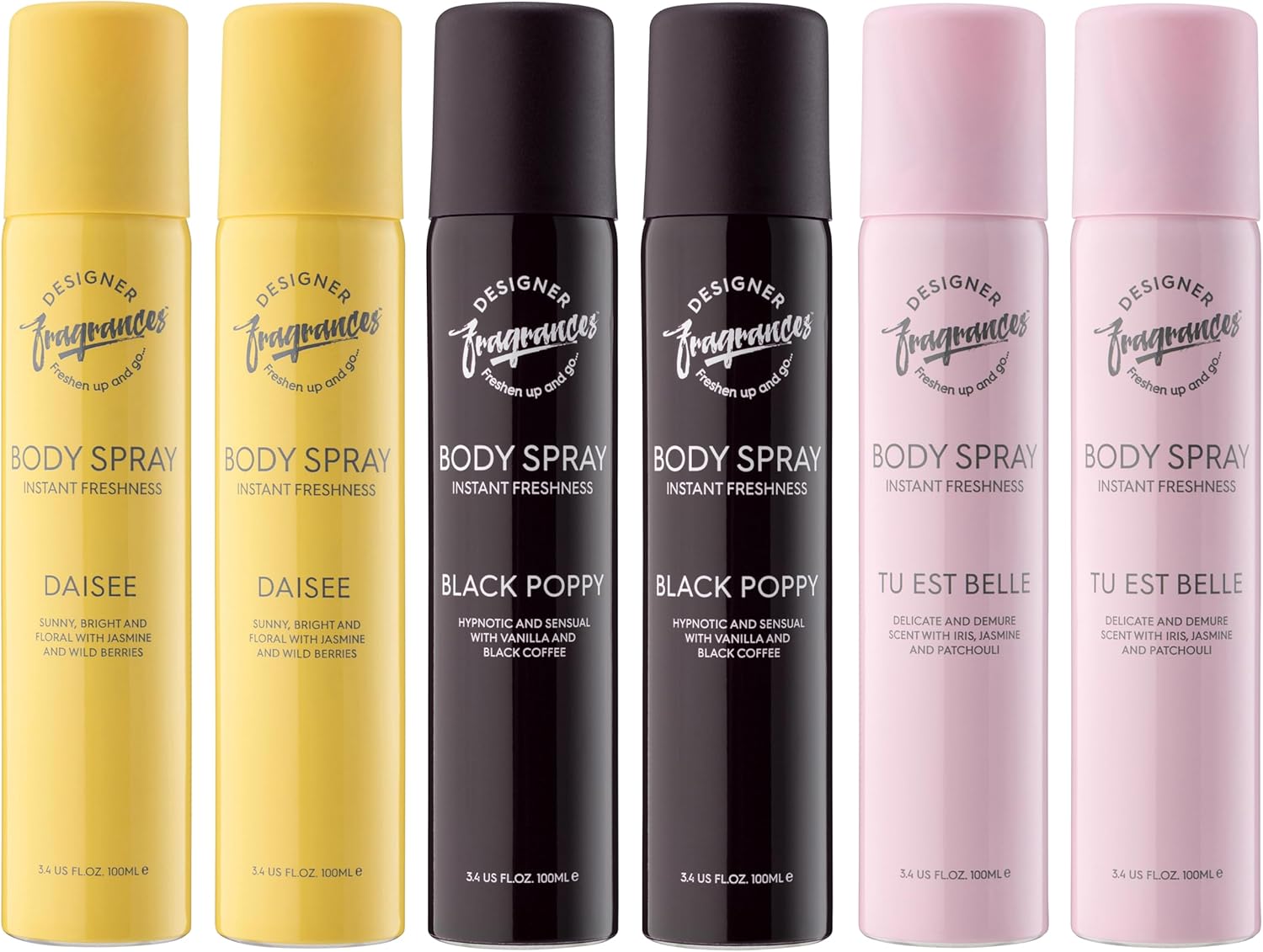 Designer Fragrances 6 Pack Assorted Aromas Bundle - Tu Est Belle, Daisy, Black Poppy - Women&