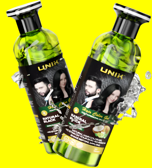Unik Professional Hair Color Gel 500ml Natural Black with Argan Oil - Fast Action Beard Dye - No Ammonia, No Harsh Chemicals - Haircare, Conditioner - Get Me Products