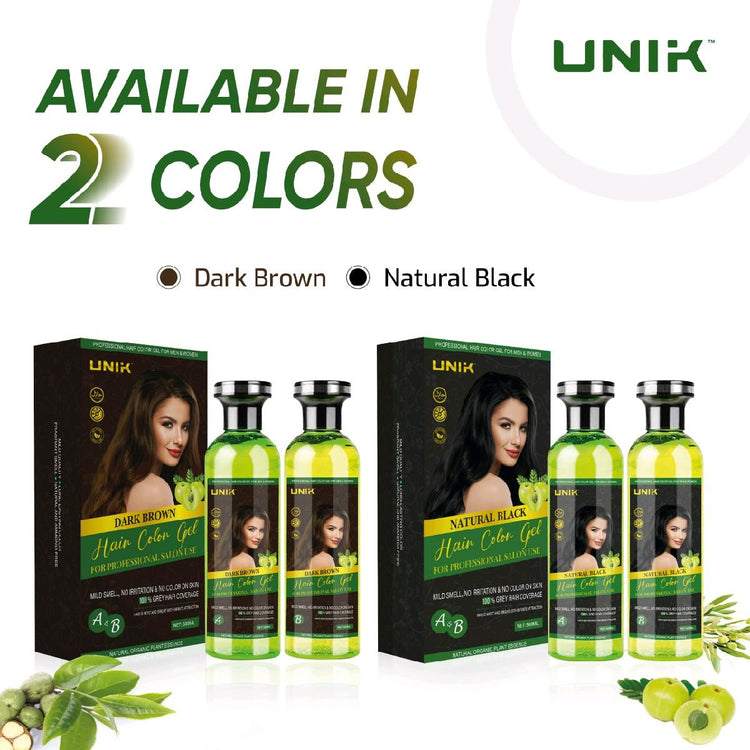 Unik Professional Hair Color Gel 500ml Natural Black with Argan Oil - Fast Action Beard Dye - No Ammonia, No Harsh Chemicals - Haircare, Conditioner - Get Me Products