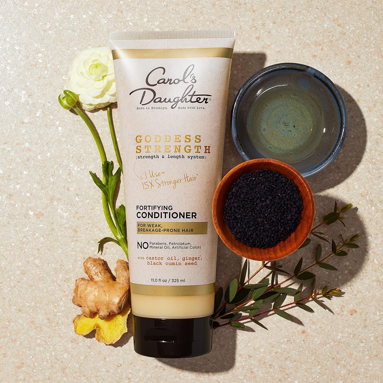 Goddess Strength Sulfate Free Shampoo, Hair Conditioner, Leave in Conditioner & Hair Treatment Oil Made with Castor Oil (4 Products)