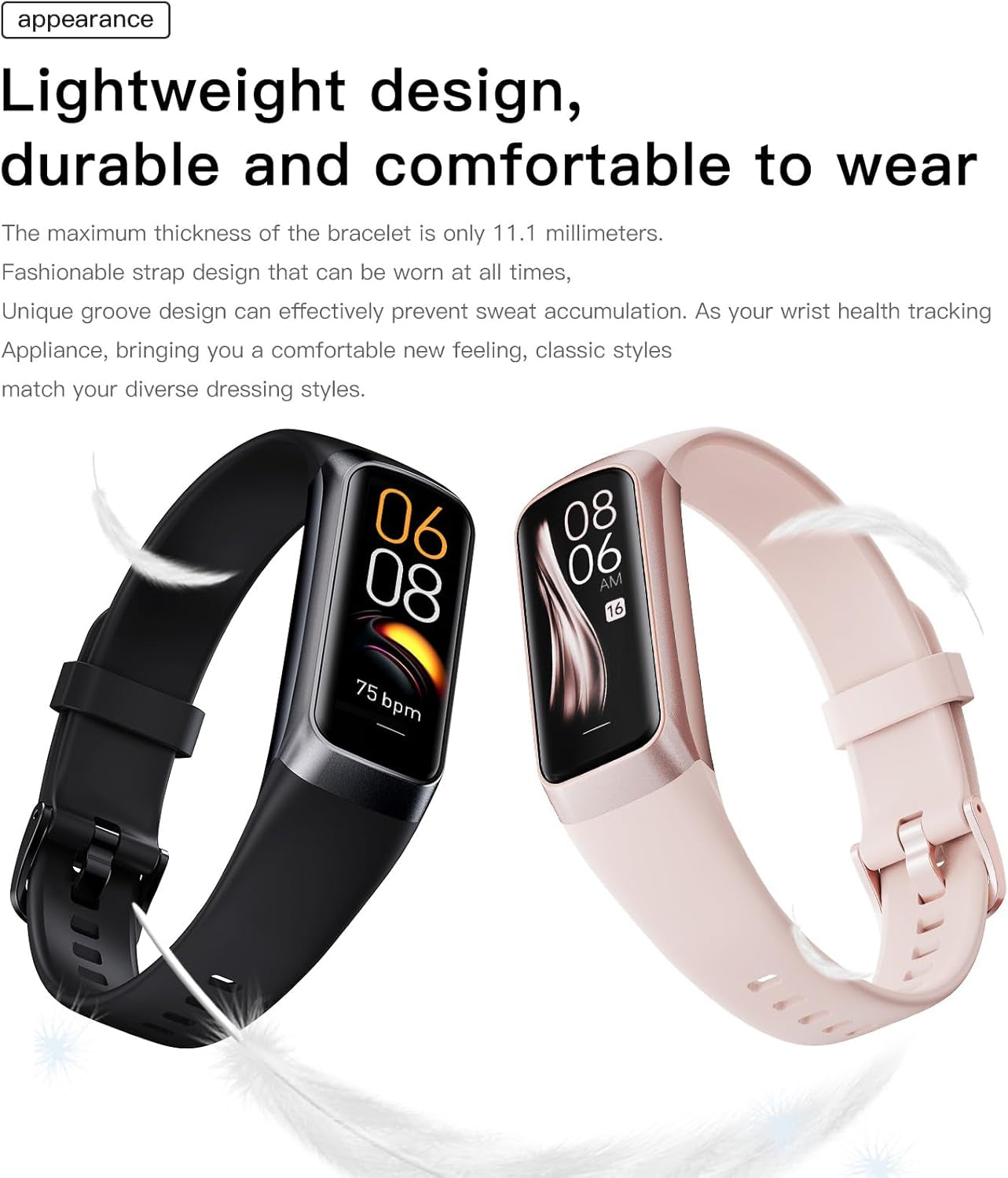 Keep Health Fitness Trackers for Women Men Amoled Step Counter Slim ...