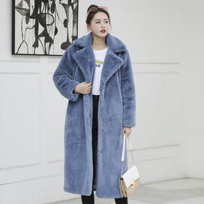 Winter Fashion New High Quality Imitation Velvet Fur Long Coat for Women with Cotton Warm Mink Skin Cashmere Coat - Get Me Products