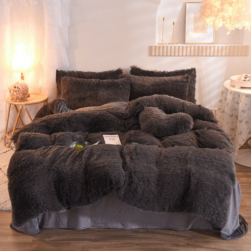 Luxury Thick Fleece Duvet Cover Queen King Winter Warm Bed Quilt Cover Pillowcase Fluffy - Get Me Products