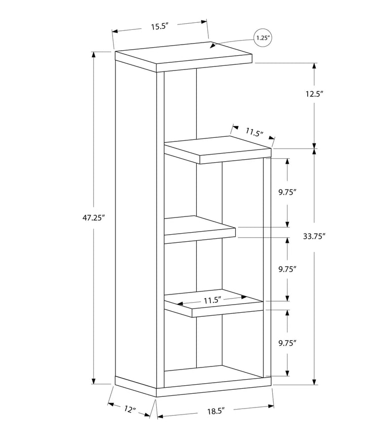 12" x 18.5" x 47.25" White  Particle Board  HollowCore  Bookcase - Get Me Products
