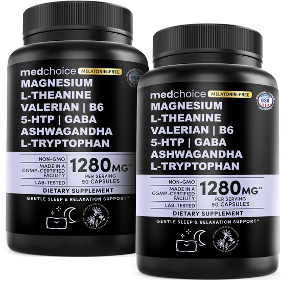 MEDCHOICE 12-in-1 Sleep Support Capsules – Melatonin-Free, Non-Habit Forming (Pack of 2, 180 capsules)