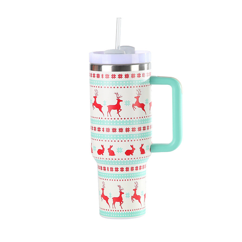 The second generation 5D Christmas thermos mug portable stainless steel thermos mug car mug with handle and large capacity car thermos mug - Get Me Products