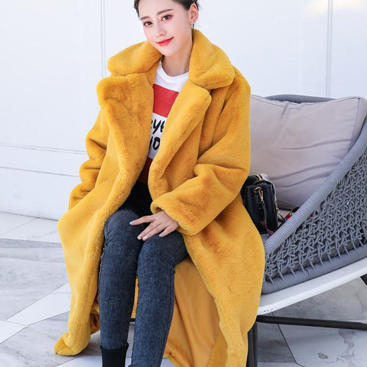 Winter Fashion New High Quality Imitation Velvet Fur Long Coat for Women with Cotton Warm Mink Skin Cashmere Coat - Get Me Products