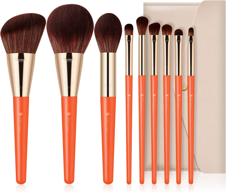 9-Piece Deer Series Makeup Brush Set with Bag - Perfect for Foundation, Blending, Blush, and Eyeshadow!