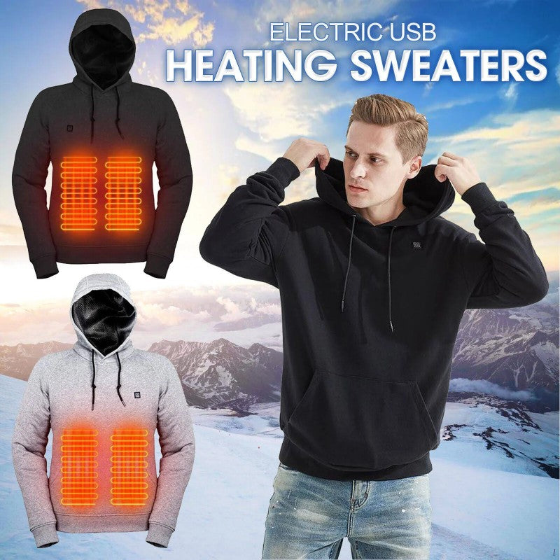 2024 New Outdoor Electric USB Heated Sweater Hoodie Men's Winter Warm Heated Clothes Charging Warm Jacket Sportswear Christmas - Get Me Products