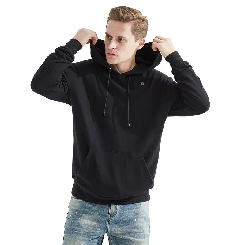 2024 New Outdoor Electric USB Heated Sweater Hoodie Men's Winter Warm Heated Clothes Charging Warm Jacket Sportswear Christmas - Get Me Products