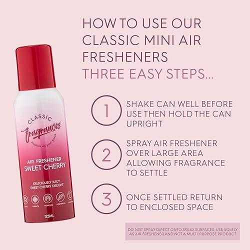 Classic Fragrances 4 Pack Tutti Frutti - Fun, Fresh, Zesty & Fruity Aroma Air Freshener Spray - For Home & Vehicles – Long Lasting Smell, Portable Spray Can – Deodorise & Neutralise Odours – 125ml - Get Me Products
