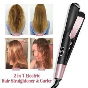 2 in 1 Electric Hair Straightener Ceramic Curling Wand Iron Curler - Get Me Products