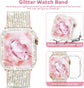 Compatible with Apple Watch Band 38Mm 40Mm 42Mm 44Mm with Case, Glitter Strap for Women, Sweatproof Genuine Leather and Silicone Band for Iwatch Series 6/5/4/3/2/1