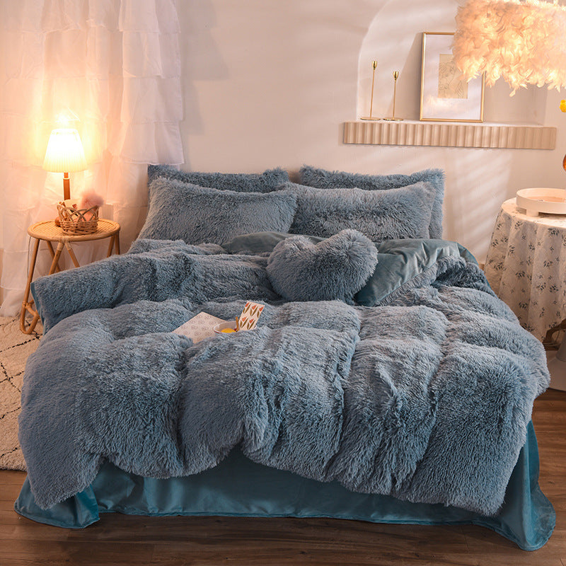 Luxury Thick Fleece Duvet Cover Queen King Winter Warm Bed Quilt Cover Pillowcase Fluffy - Get Me Products