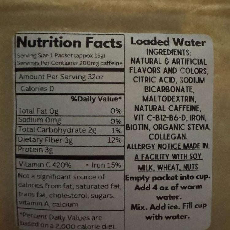 Loaded Waters - VIRAL Loaded Waters POWDERED BEVERAGE- 200Mg Natural Caffeine - Sugar Free & Gluten Free - Energy Boost Drink Mix - 32Oz Refreshing Beverage - Made in USA