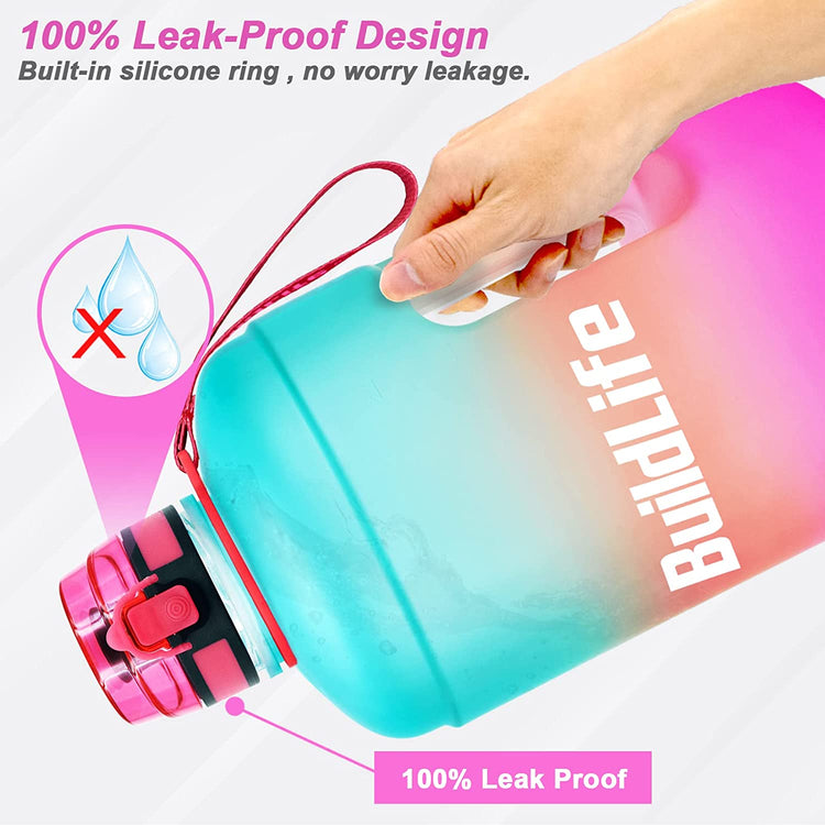 Gallon Water Bottle - 128 Oz, Leak Proof Lid with Time Markers for Gym