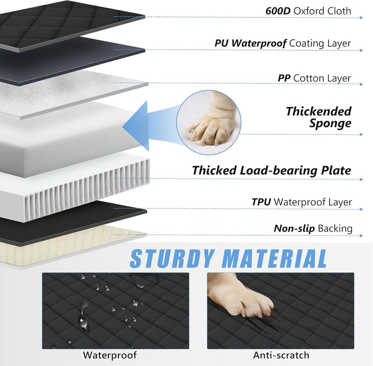 High Barrier Back Seat Extender for Cars, Hard Bottom Dog Car Seat Cover Holds 420Lbs, Backseat Protector Pet Bed, Waterproof Dog Hammock for Suvs and Trucks