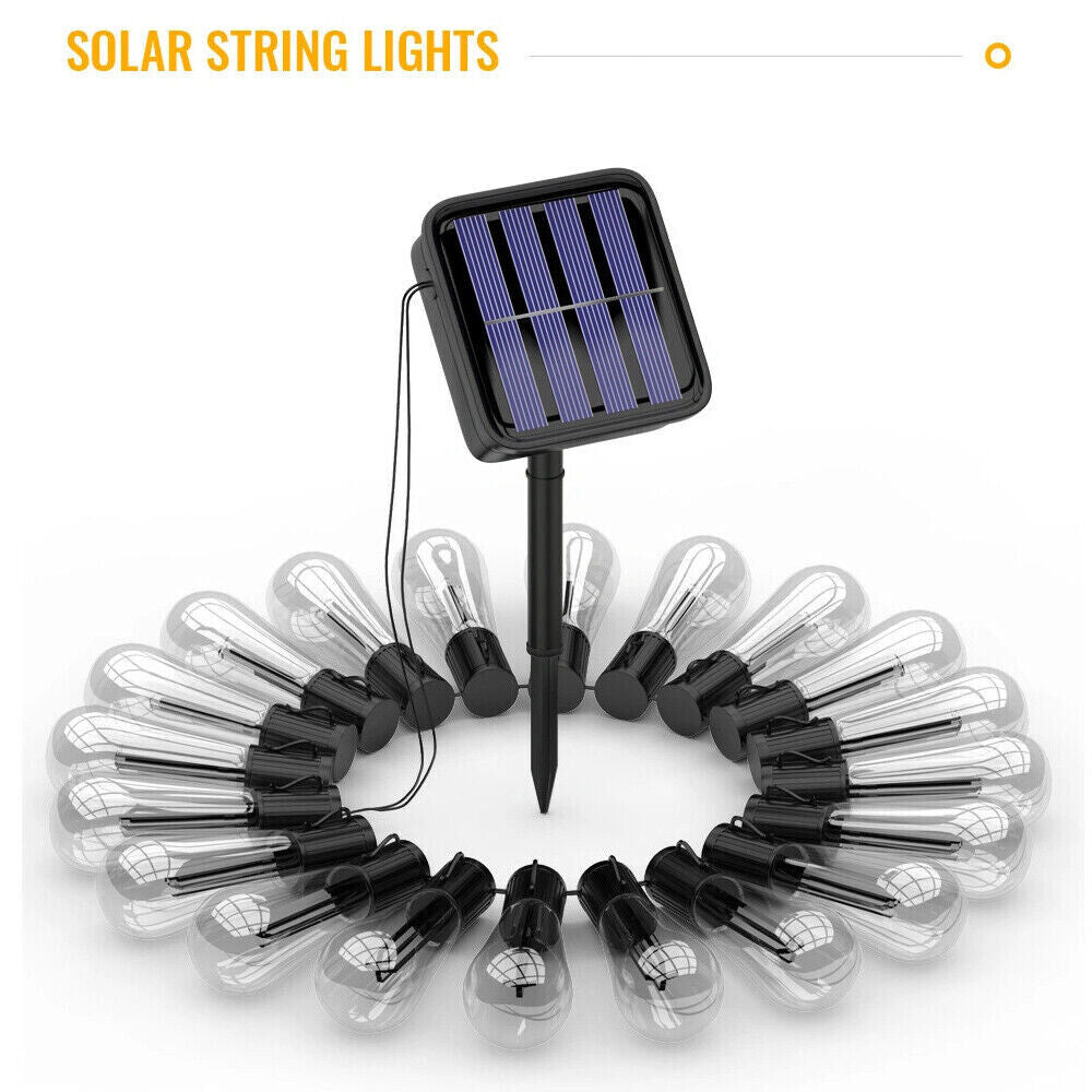 5M 20 LED Solar Powered Retro Bulb String Lights Garden Outdoor Fairy Party Lamp - Get Me Products