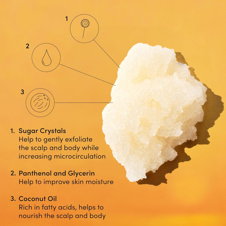 Revitalize Your Skin with St. Barts Scalp & Body Scrub - Foaming Coconut Oil Sugar Exfoliator for Deep Cleansing & Moisturizing, Paraben & Sulfate Free (8.8Oz)