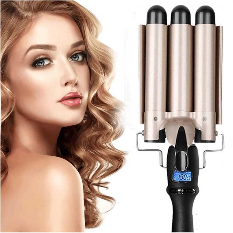 3 Barrel Hair Curling Iron Wand With LCD Temperature Display - Get Me Products