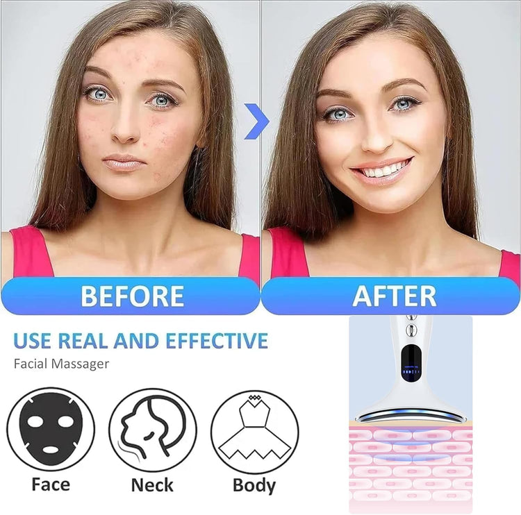 Face Massager，Anti-Wrinkle Face Device，Portable Skin Tightening Beauty Toning Device with 45 ±5°C Heat and 4 Massage Modes for Skintightening & Neck Lifting EMS Massage Face Toning Firming (Gradient)