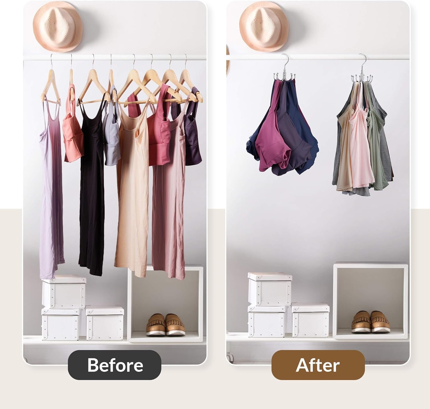 Maximize Closet Space with Our Rotatable Tank Top & Bra Organizer - 24 Storage Capacity, Sleek Silver Metal Design!