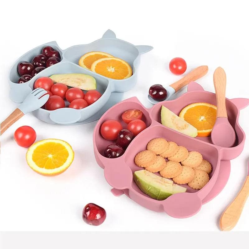 4/6/8 PCS Baby Soft Silicone Sucker Bowl Plate Cup Bibs Spoon Fork - Get Me Products