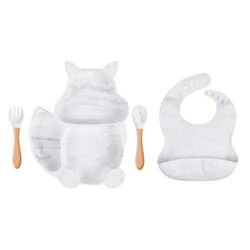 4/6/8 PCS Baby Soft Silicone Sucker Bowl Plate Cup Bibs Spoon Fork - Get Me Products