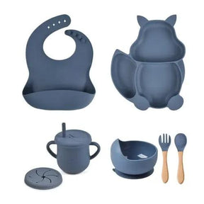 4/6/8 PCS Baby Soft Silicone Sucker Bowl Plate Cup Bibs Spoon Fork - Get Me Products