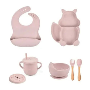 4/6/8 PCS Baby Soft Silicone Sucker Bowl Plate Cup Bibs Spoon Fork - Get Me Products