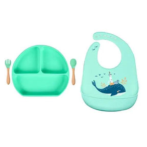 4/6/8 Pcs Baby Soft Silicone Bib Cartoon Printed Bibs Sucker Bowl - Get Me Products