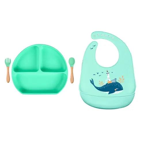 4/6/8 Pcs Baby Soft Silicone Bib Cartoon Printed Bibs Sucker Bowl - Get Me Products