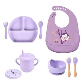 4/6/8 Pcs Baby Soft Silicone Bib Cartoon Printed Bibs Sucker Bowl - Get Me Products